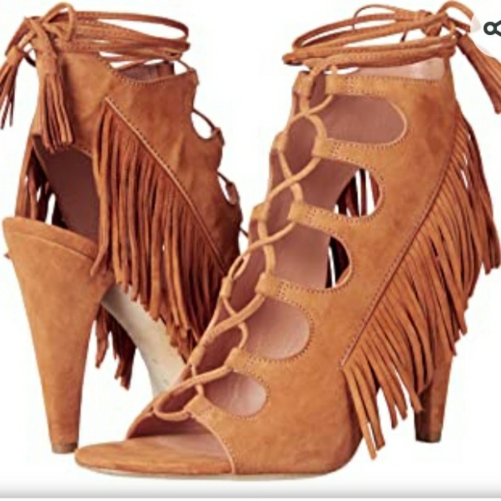 Sigerson Morrison Marita Suede Fringed Heel Sz 6